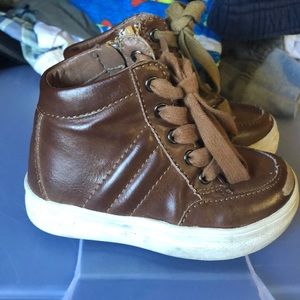 High top faux leather lace up sneakers